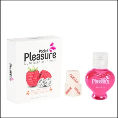 Lub. Intimo x 20 ml Frambuesa Pocket Lubricante Íntimo Frambuesa 20 ml – Pocket Pleasure (incluye dados eróticos)