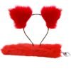 Plug Anal con Cola de Zorro y Orejas – Talla M – Color rojo